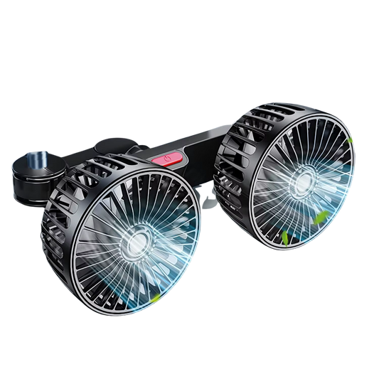 360° USB Car Fan · Dual-Head